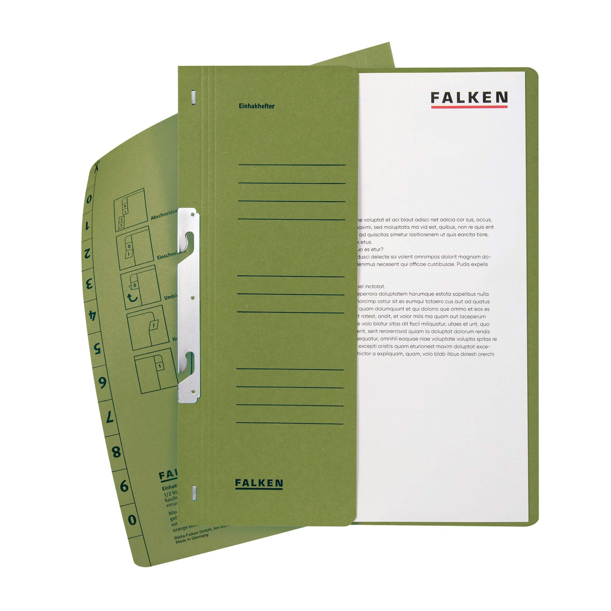 Exacompta - Ref 80000789001F - FALKEN - Hook-In Bottom-Up Flat Files - A4 (210 x 297mm) in Size, Half Cover for Identification, 250gsm Recycled Manilla - Green (Pack of 50)