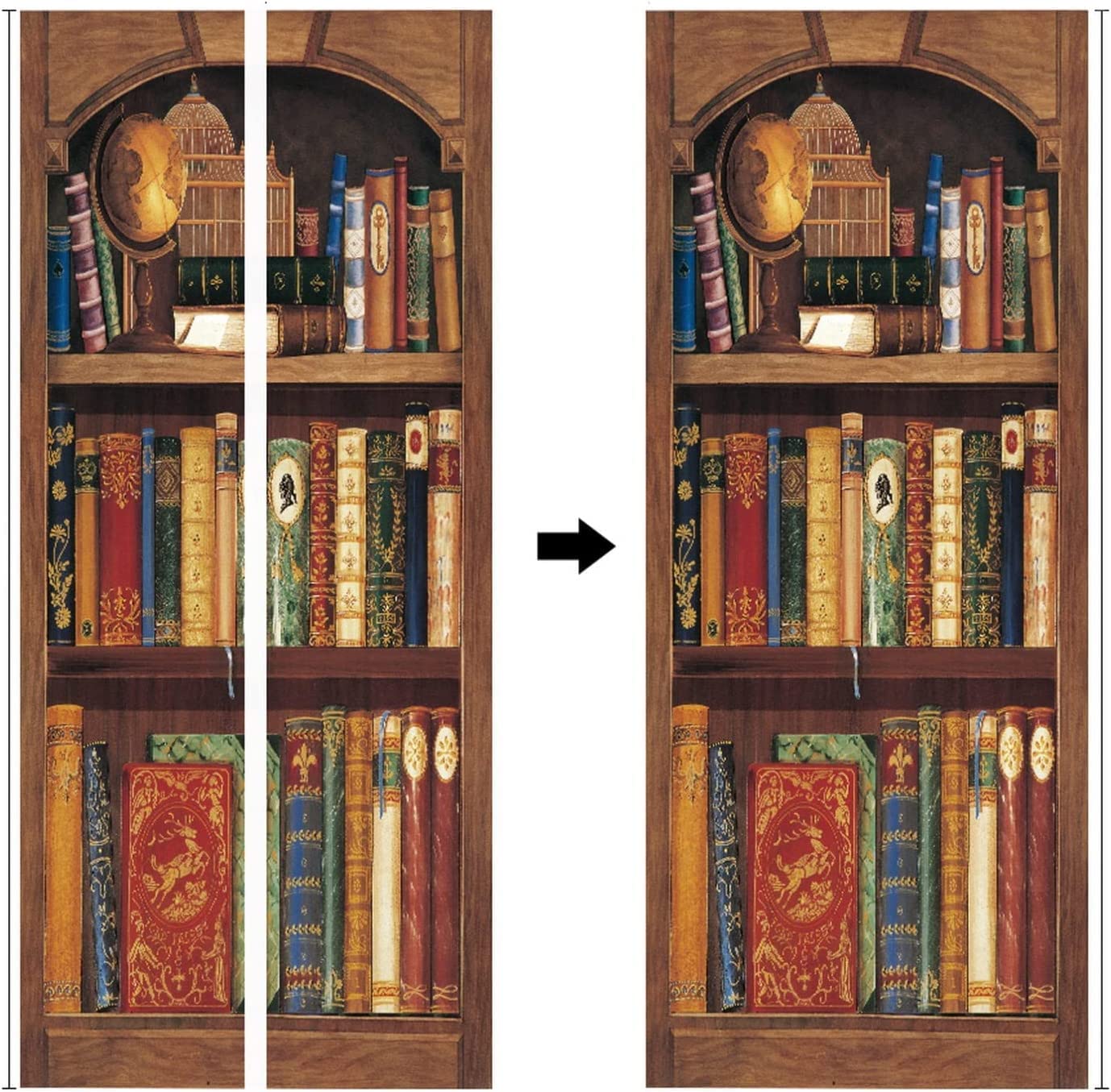 Autocollants De Porte Trompe L'oeil ZHUODIKE - étagère à Livres - PVC - Décoration Murale