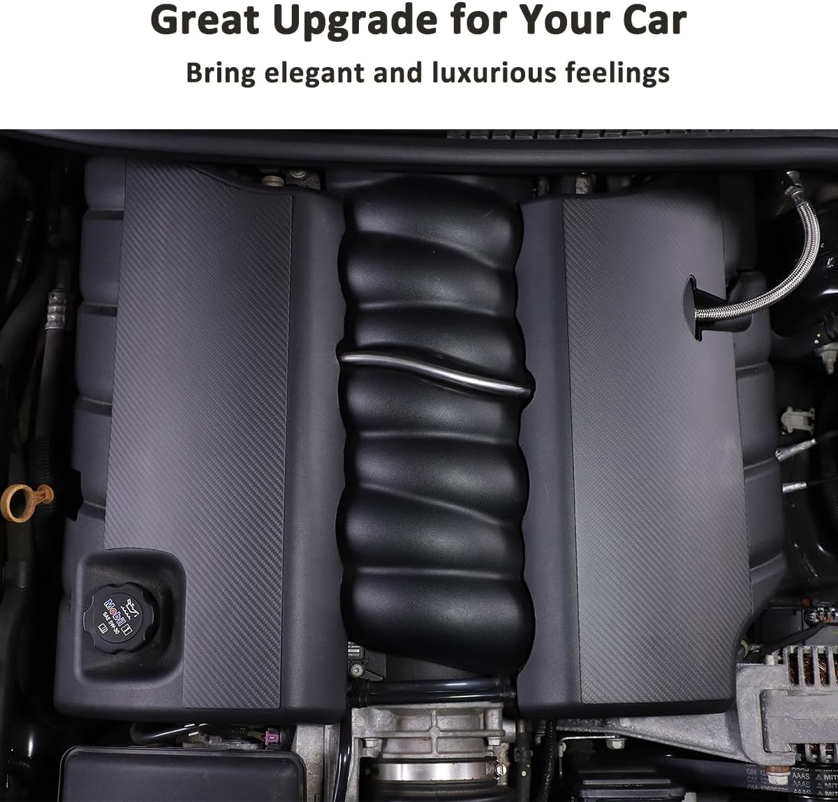 100% Real Carbon Fiber Engine Bay Side Panel Cover for Chevrolet Corvette C6 2005-2013 Car Hood Engine Trim Cover Interior Accessories (Matte Carbon Fiber)