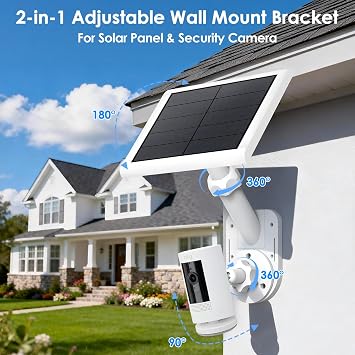 Adjustable Wall/Pole Mount for Ring Cameras & Solar Panels, Universal 2-in-1 Bracket for Ring/Blink/Eufy/Arlo/Wyze/Reolink Solar Panel and Cam, with Ring Stick Up/Outdoor Plus/Spotlight Cam/Plus/Pro