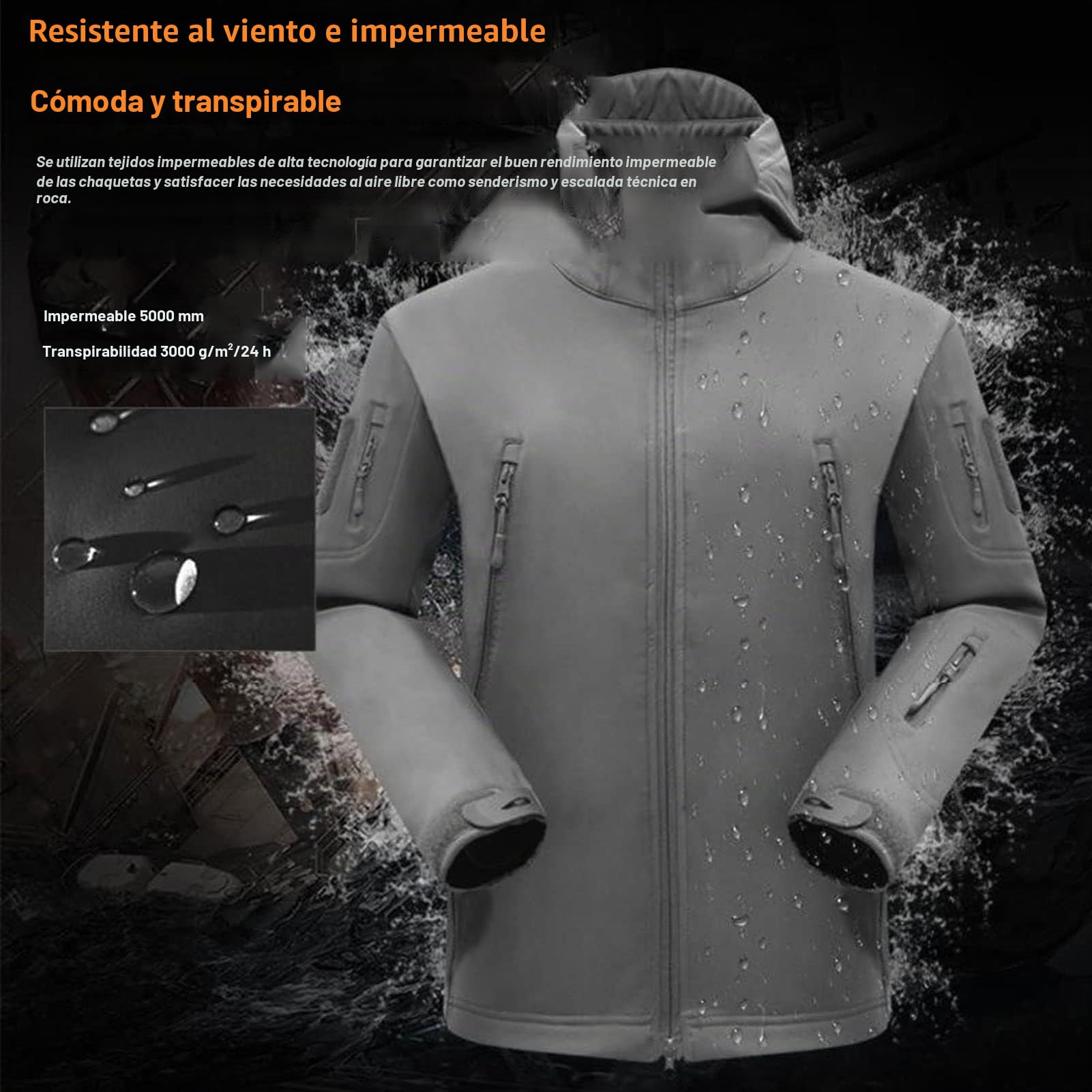 Traje de Uniforme Militar de Camuflaje Impermeable - Conjunto de Chaqueta y Pantalón Táctico para Hombre, Trajes Militares Soft Shell para Ropa de Combate del Ejército Traje Militar