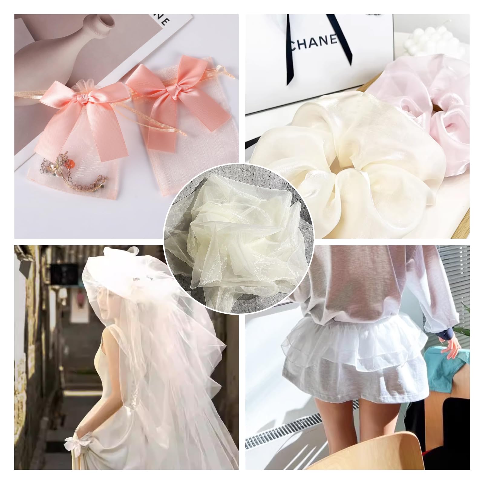 150 cm × 2,5 M Organza Stoff Glanz Organza Meterware Organza Spitzenstoff Organza Stoff Nähen Magisch Transparenter Tüll für Hochzeit Tischdecken Kleid BüHnenshow Geschenkband Schleife DIY