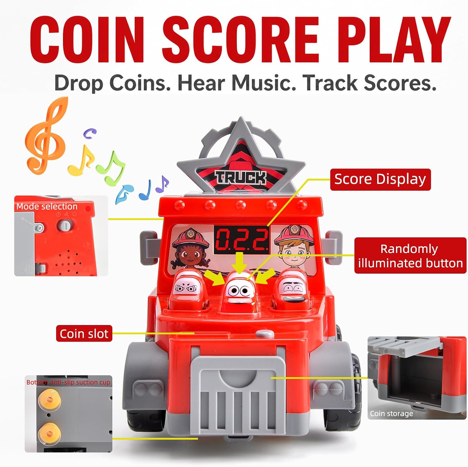 Whack A Mole Game Toy with Score Counter, Lights & Sound, Interactive Hammering Arcade Game with Hammer & Bonus Coins Screws, Birthday Gift for Boys Girls Ages 3+ (RED)