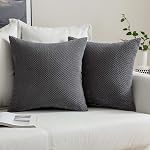 MIULEE Pack of 2 Decorative Throw Pillow Covers Soft Pellets Soild Cushion Case Dark Grey Pillow Cases for Couch Sofa Bedroom Car 18 x 18 Inch 45 x 45 cm