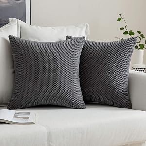 MIULEE Pack of 2 Decorative Throw Pillow Covers Soft Pellets Soild Cushion Case Dark Grey Pillow Cases for Couch Sofa Bedroom Car 18 x 18 Inch 45 x 45 cm