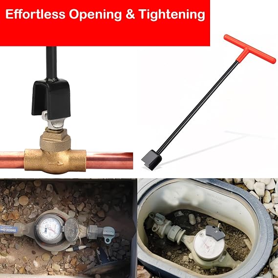 Manalete 17 Water Meter Key & Water Shut-Off Tool with 4-Way Utility Key