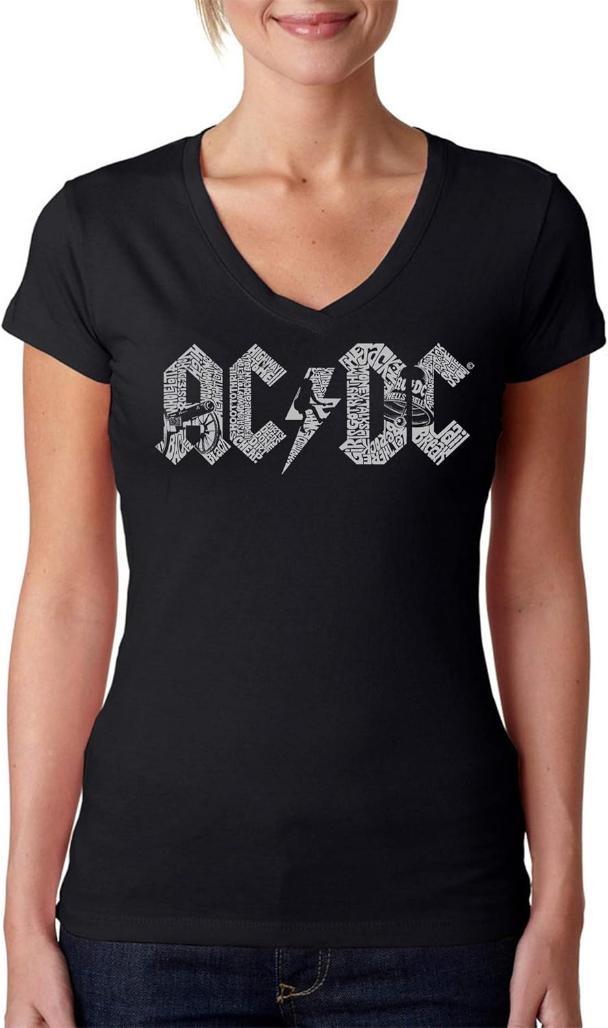 ac dc v neck t shirt