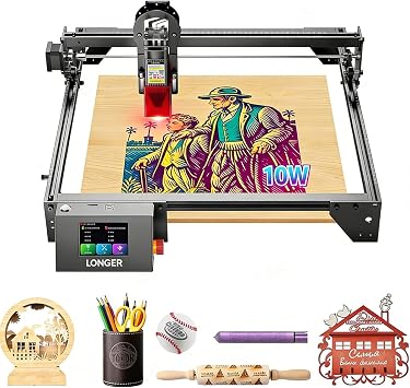 Longer New Upgrade RAY5 10W Laser Engraver,10000mW Output, 32-bit Motherboard, App Offline Control, DIY Engraver Tool for Metal/Glass/Wood,Engraving Speed to 24,000 mm/min