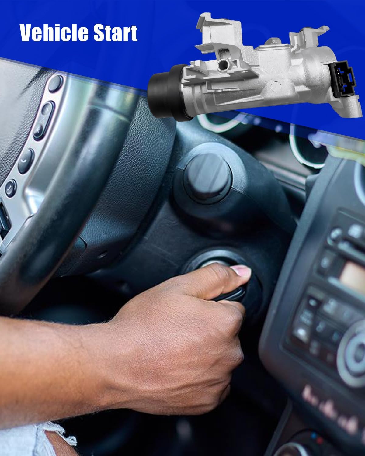 1K0905851B Ignition Switch Lock Cylinder Assembly Fit for VW Jetta Eos Golf Rabbit Tiguan L4 L5 V6 1.4L 1.8L 2.0L 2.5L 2004-2018 Replace 1K0905851, with 2 Intelligent Key Shell & Mechanical Key