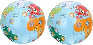 SAFIGLE Beach Toys Beach Games 2pcs Pool Games World Globe Toys Beach Games Inflatable Balls for Kids Summer Accessories Kids Pool Games