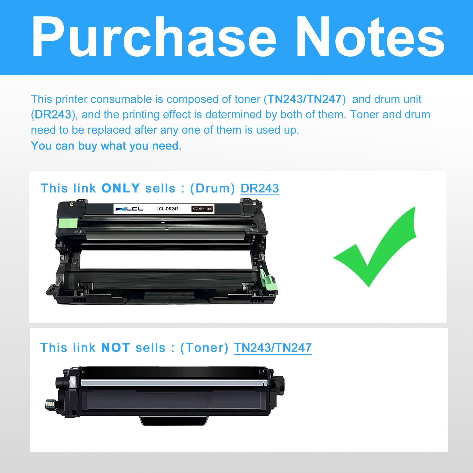 Tambour DR-243CL Compatible Brother - Pour Imprimantes Laser HL-L32xx Et MFC-L37xx
