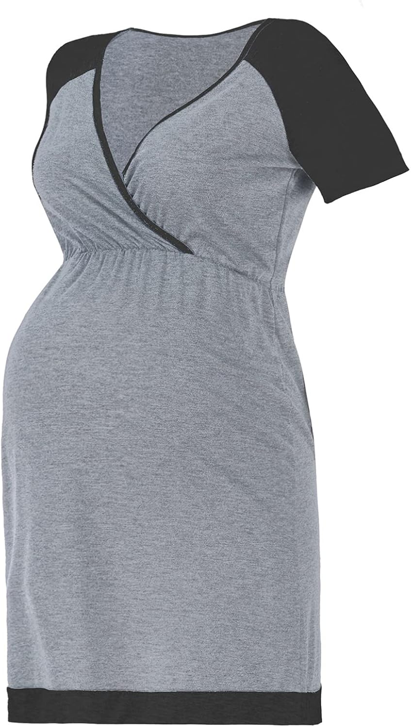 Women's Maternity Dress Nursing Breastfeeding Casual Dresses Short Sleeve Pregnancy Nightdress Clothes