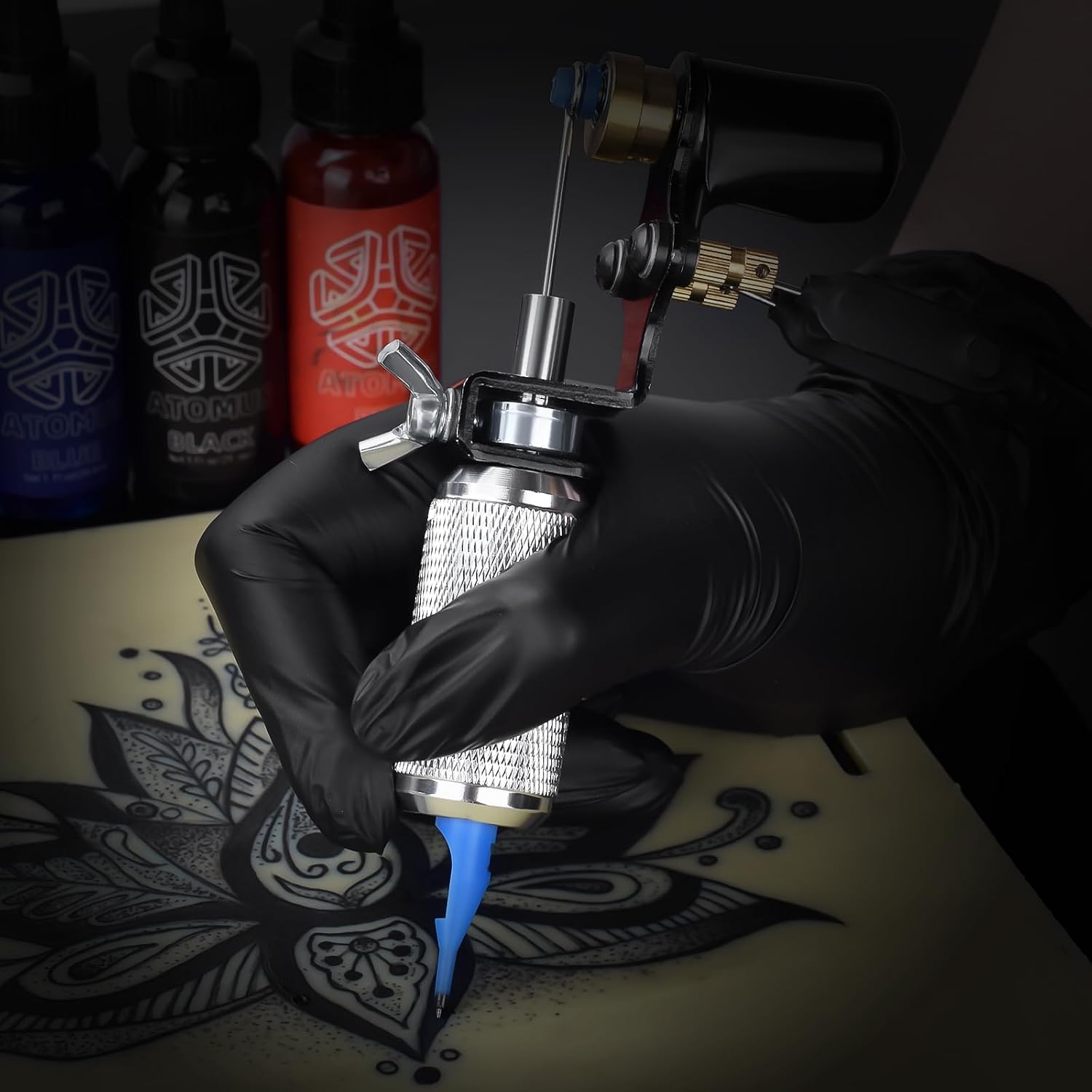 ATOMUS 25mm Tattoo Grips Tubes Self-lock Aluminum Alloy Tattoo Gun Grip Auto Self Locking Handle for Tattoo Machine Supply Body Art Tattoo Machine Parts (Silver)