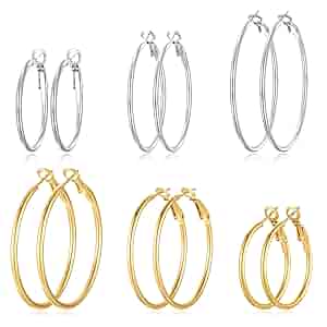 Amazon.com: 6 Pairs Silver Gold Two Tone Big Hoop Earrings Amazon.com: 6 Pairs Silver Gold Two Tone Big Hoop Earrings