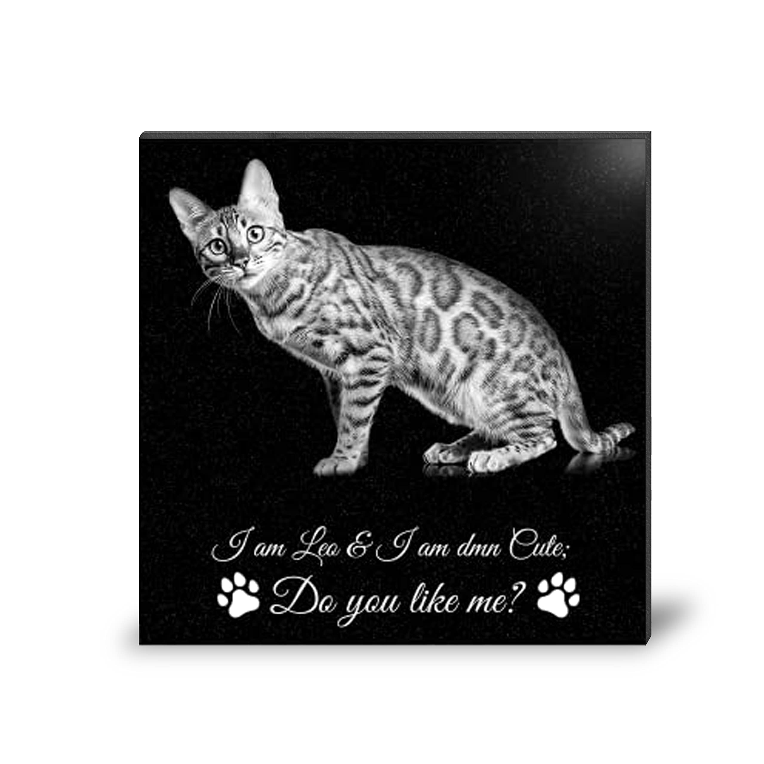 ADFSTONE 6" Pet Memorial Stones Personalized Dog Remembrance Gifts, Customized Cat Picture Grieving Plaque, DIY Gravestone, Custom Sympathy Photo Gift, Animal Grave Markers, Little Tombstones