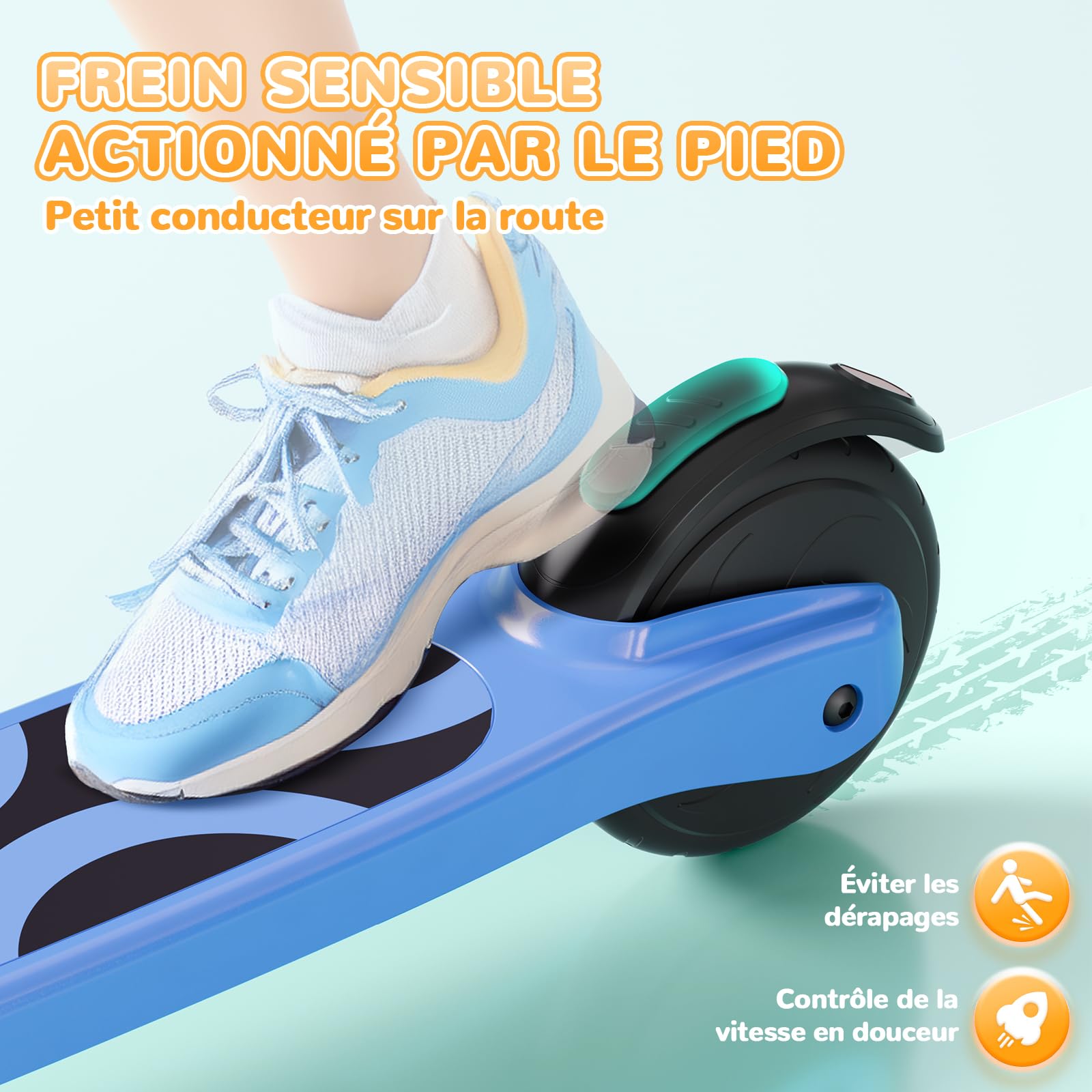 SISIGAD - Patinete eléctrico Infantil de 6 a 8 a 10 años, Scooter eléctrico de 5,3 Pulgadas, con luz LED Colorida y 3 Alturas Ajustables, Patinete Infantil, Velocidad máxima 10 km/h, Carga máxima 70