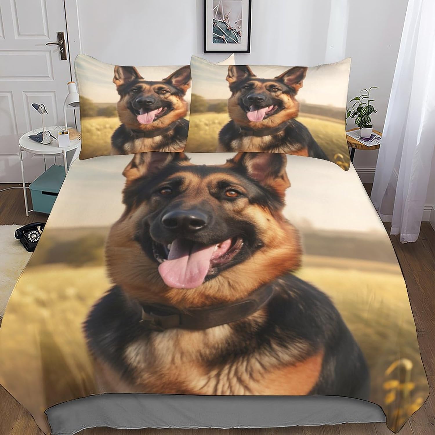 Parure de lit 240x260 cm Chien imprimé 3D avec housse de couette