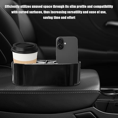Miniatura 6 de Portavasos para automóvil, soporte doble para bebidas, organizador de consola central multifuncional, 3 x 7 x 2 pulgadas, organizador de bebidas