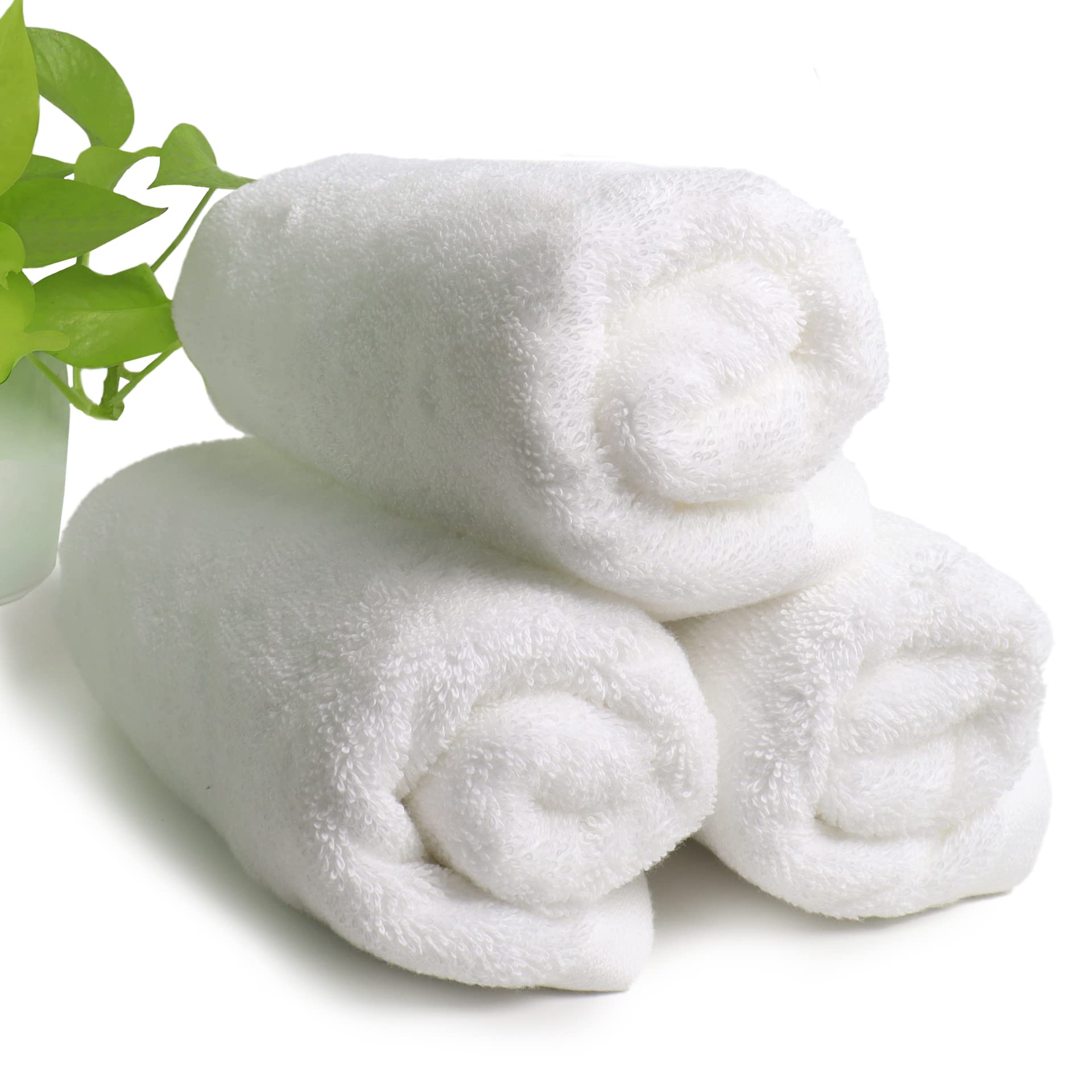 HEELIUM Bamboo Hand Towel | Ultra Absorbent & Anti-Bacterial | 3X Softer Than Cotton Towels | 65 X 40 cm - 600 GSM | Pack of 3 - White