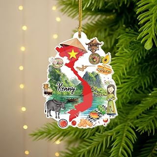 Lovely Vietnam Themed 2D Acrylic Ornament, Custom Name Vietnamese Culture Decor, Personalized Shaped Christmas Hanging Ornament, Vietnam Wall Decoration, Gifts for Travelers