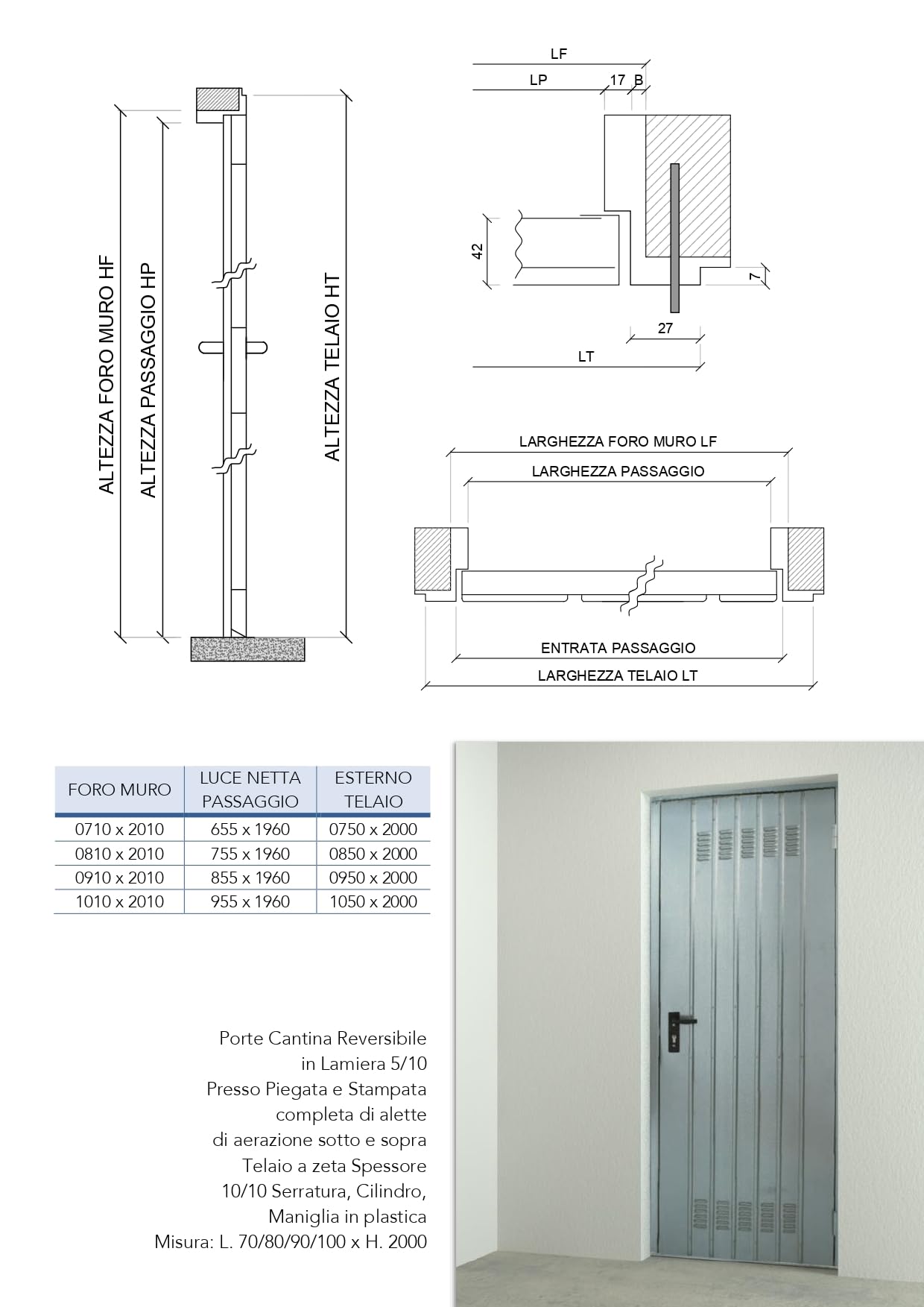 Puerta para bodega galvanizada con manija y cerradura, para cochera, ventanilla 90x200