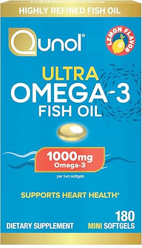 Qunol Mini cápsulas blandas Omega 3 de aceite de pescado, 1000 mg Omega 3 EPA + DHA, suplementos ultra puros, apoyo para la salud cardíaca, sabor a