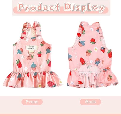 Miniatura 4 de Starwberry - Juego de arnés y correa para perro, lindo vestido de princesa con estampado de frutas para cachorros, ropa para perros pequeños, gatos,