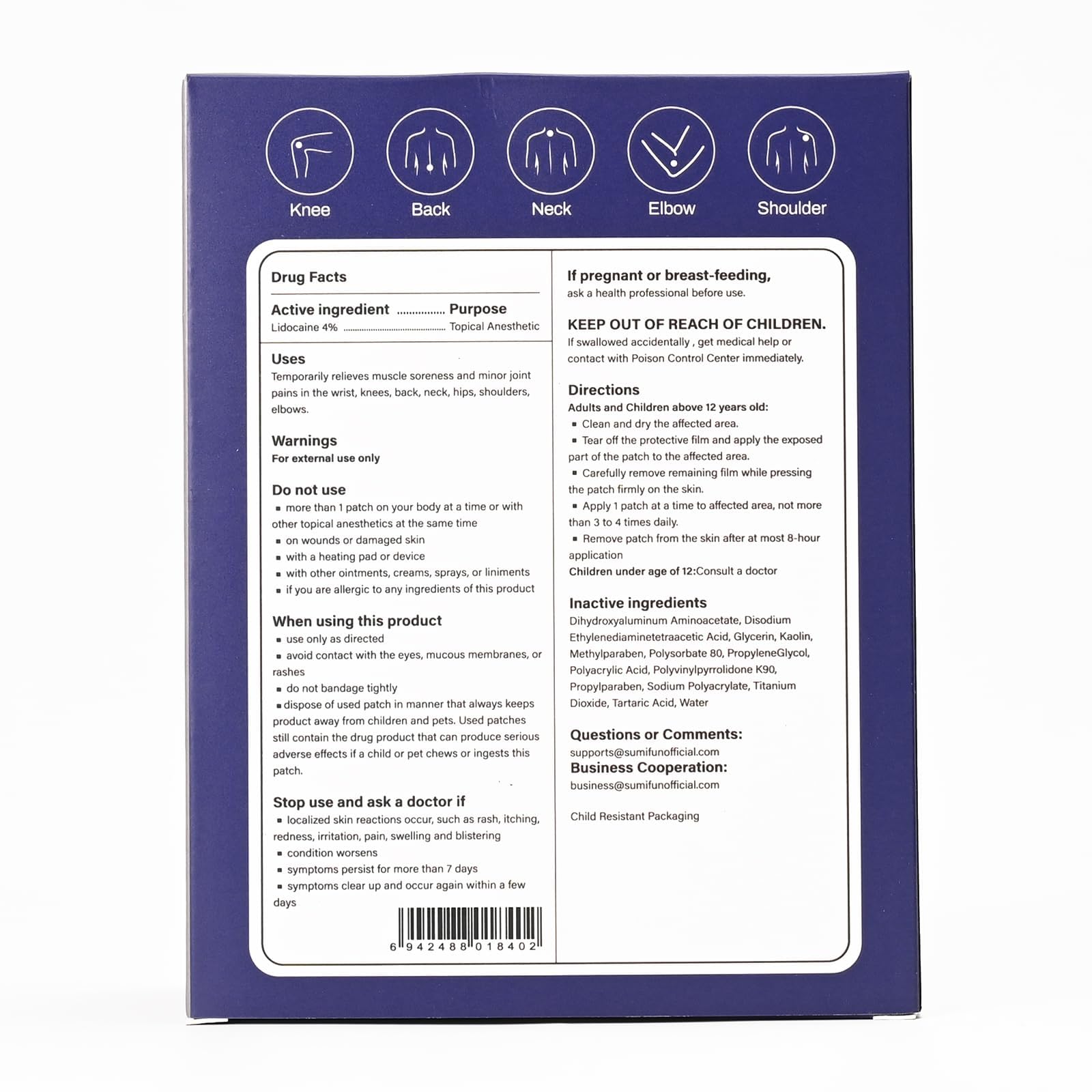 Sumifun Lidocaine Knee Pain Relief Patches Maximum OTC Strength 25 Counts — Amazon image 7