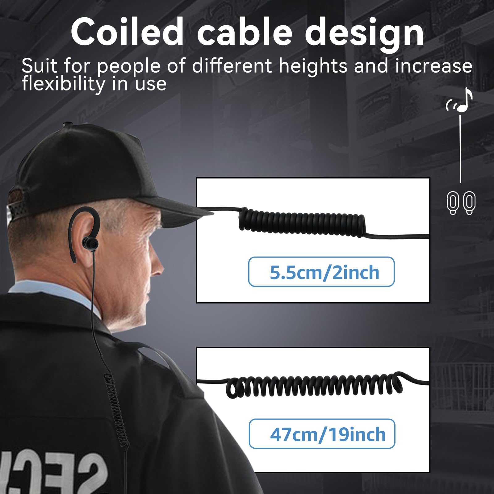 Retevis Auricolare a forma di G per walkie talkie con microfono, Big PTT RT22 RT68 H-777S RT22S RB68, compatibile con Baofeng BF-888S Arcshell pxton Walkie Talkie, auricolare radio a 2 pin a 2 vie