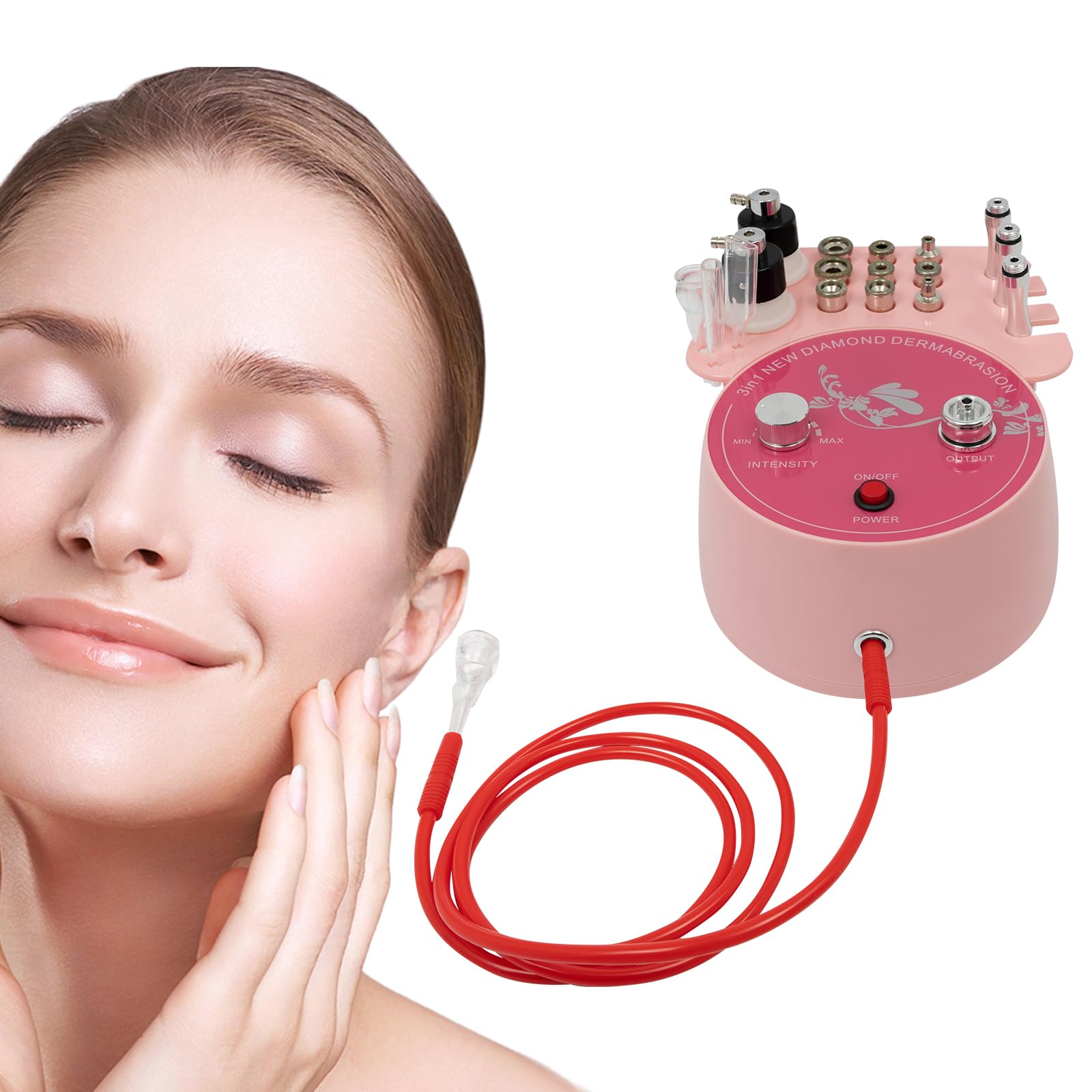 Microdermoabrasione diamantata 3 in 1 con 9 accessori e funzione spray | Dispositivo professionale per la cura del viso per una pulizia profonda ed esfoliante per uso domestico