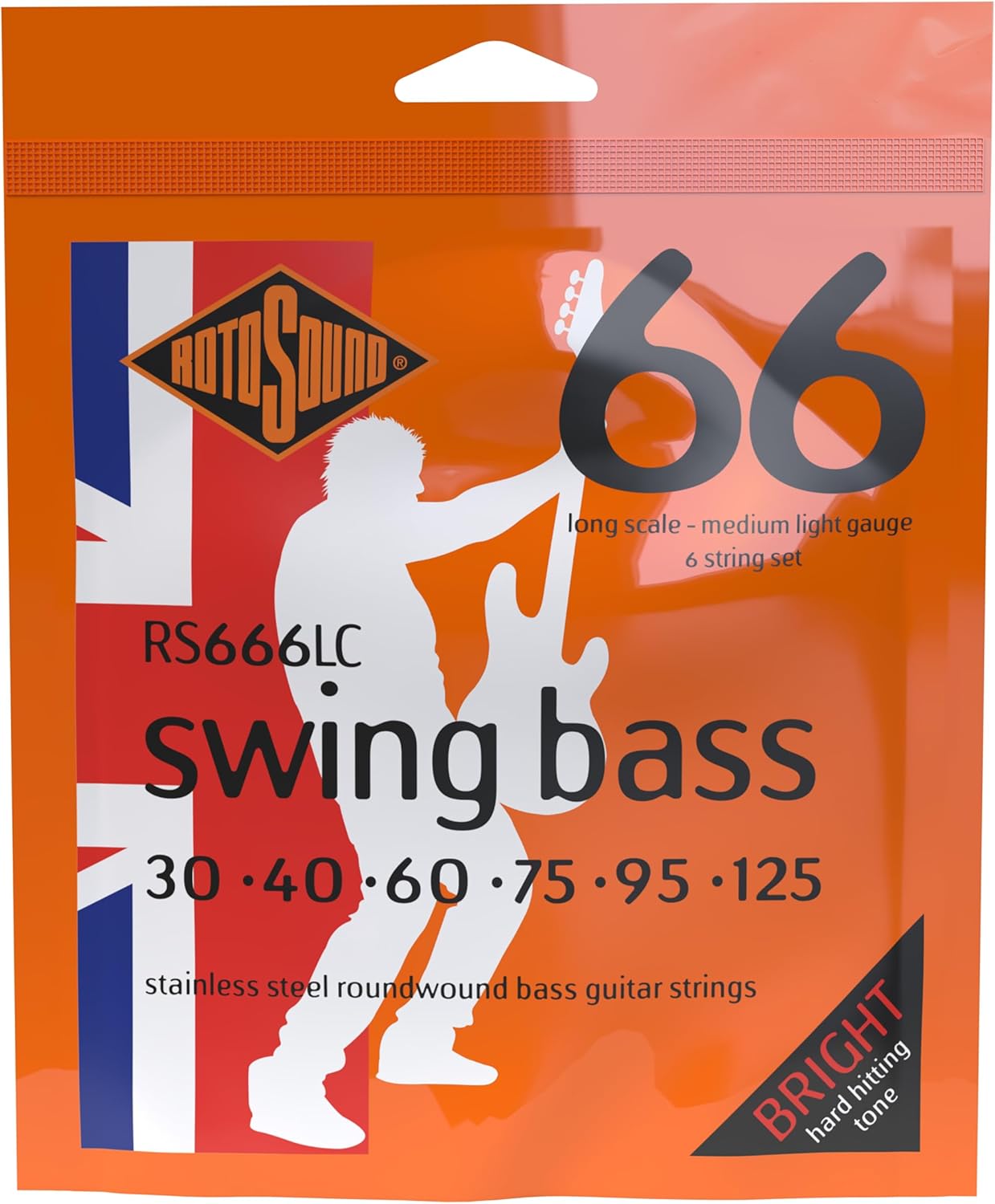 Rotosound RS666LC Swing Bass 66 Stainless Steel 6 String Bass Guitar Strings (30 40 60 75 95 125)
