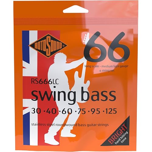 Rotosound RS666LC Swing Bass 66 Stainless Steel 6 String Bass Guitar Strings (30 40 60 75 95 125)
