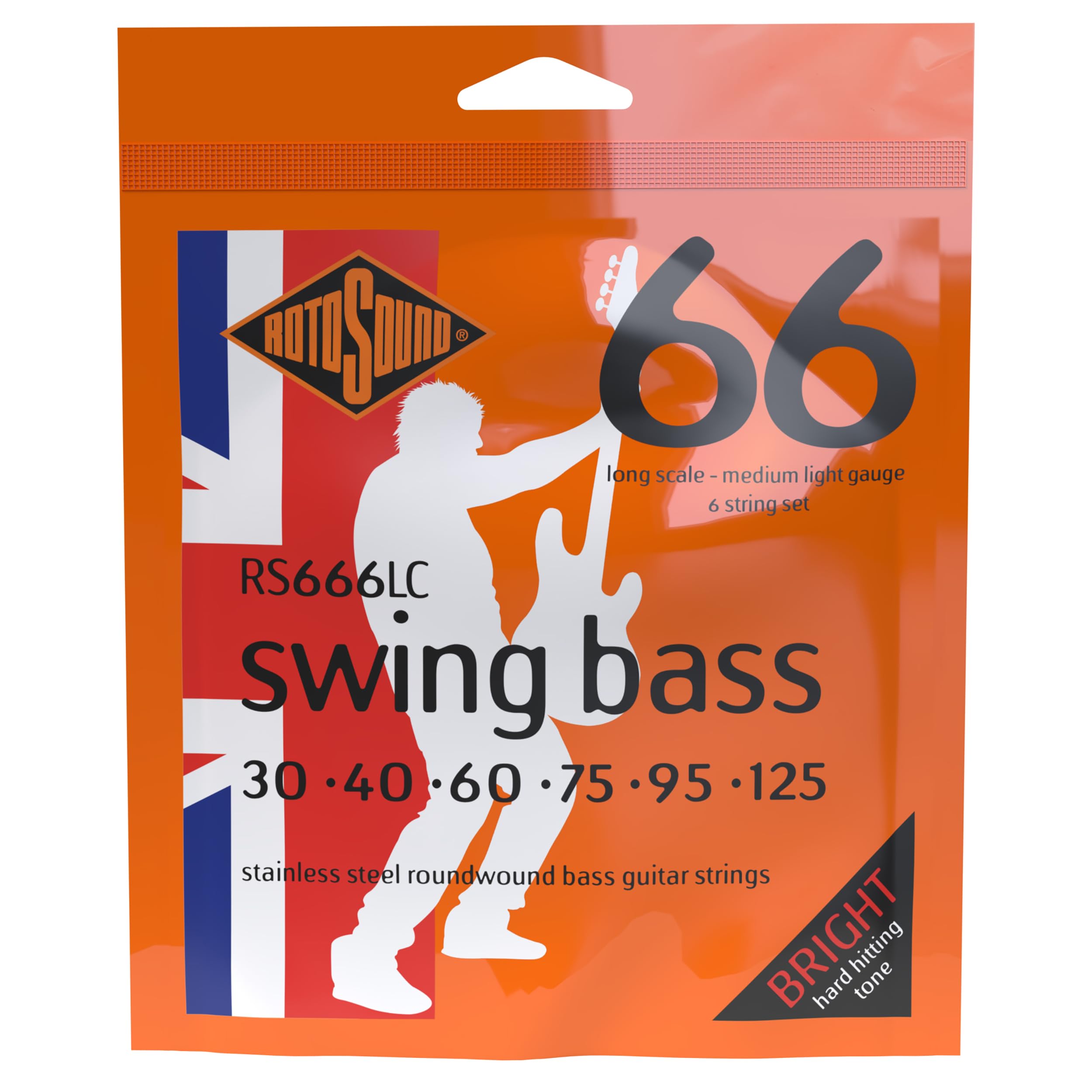 Rotosound Corde per basso elettrico SWING 66 STAINLESS SETS 6 corde RS666LC Stainless Medium-Light 30-125
