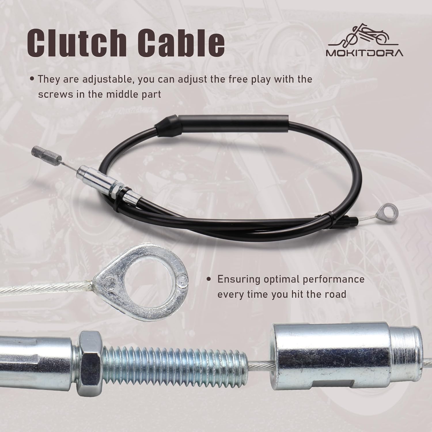 MoKitDora Softail Handlebar Extended Cable Kit 16" Clutch Cable Brake Line Throttle Wire CAN-Bus Turn Signal Harness for 2018-2024 Harley Models with ABS, Black