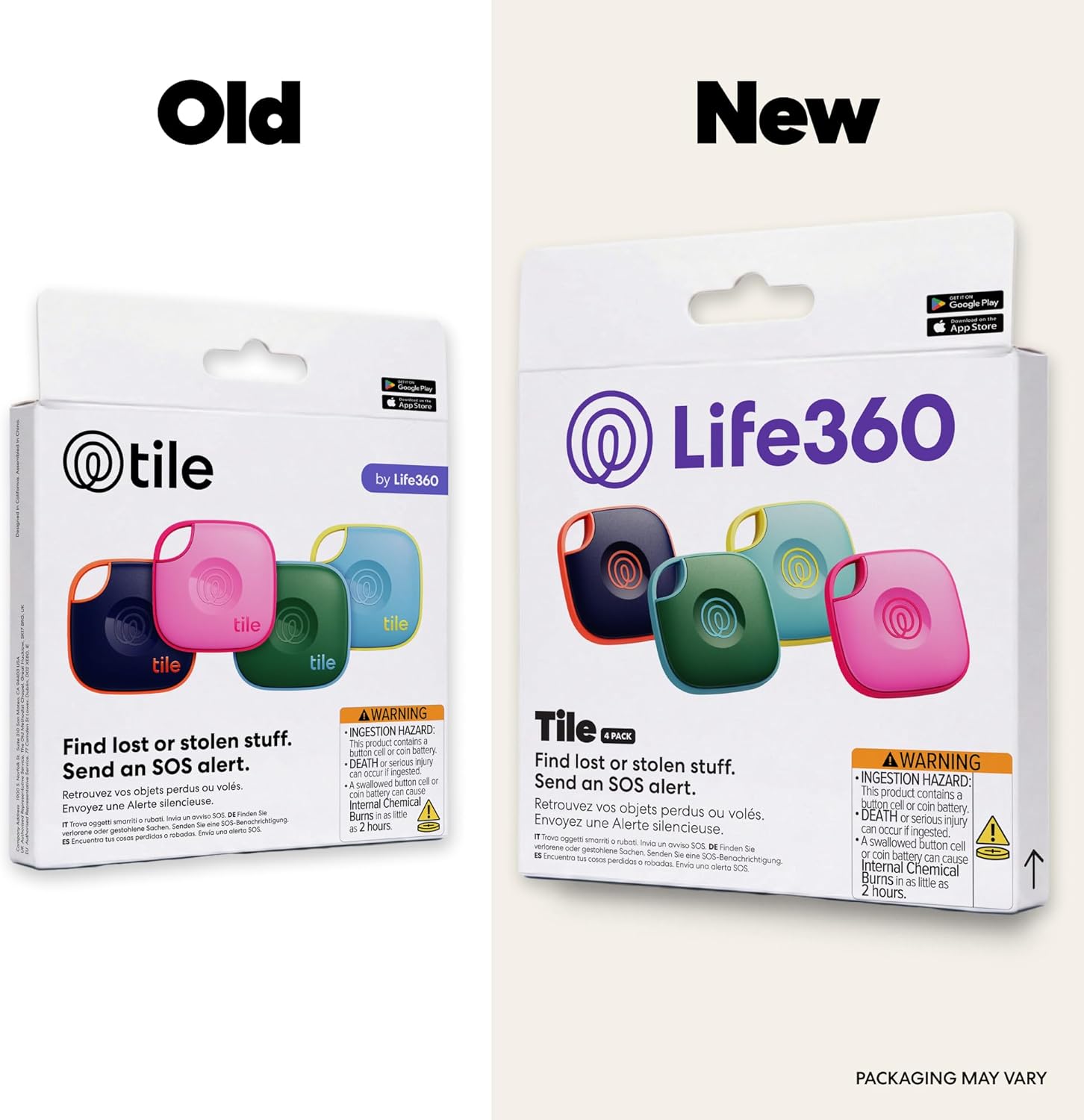 Life360 Tile - Bluetooth Tracker, Keys Finder and Item Locator for Keys, Bags and More. Phone Finder. Both iOS and Android Compatible. 4-Pack (Colors)