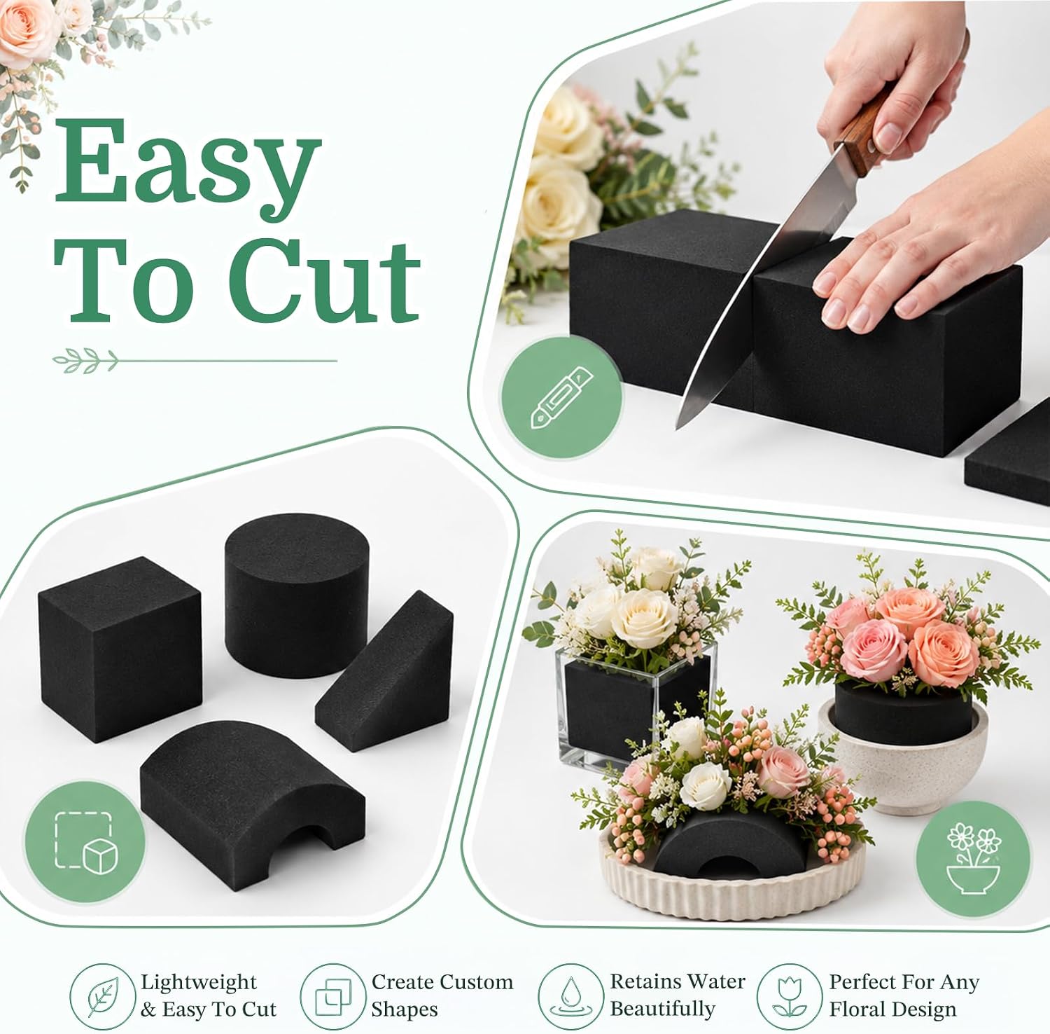 5 Pcs Reusable Floral Foam Blocks for Flower Arrangements (9" x 3" x 3")