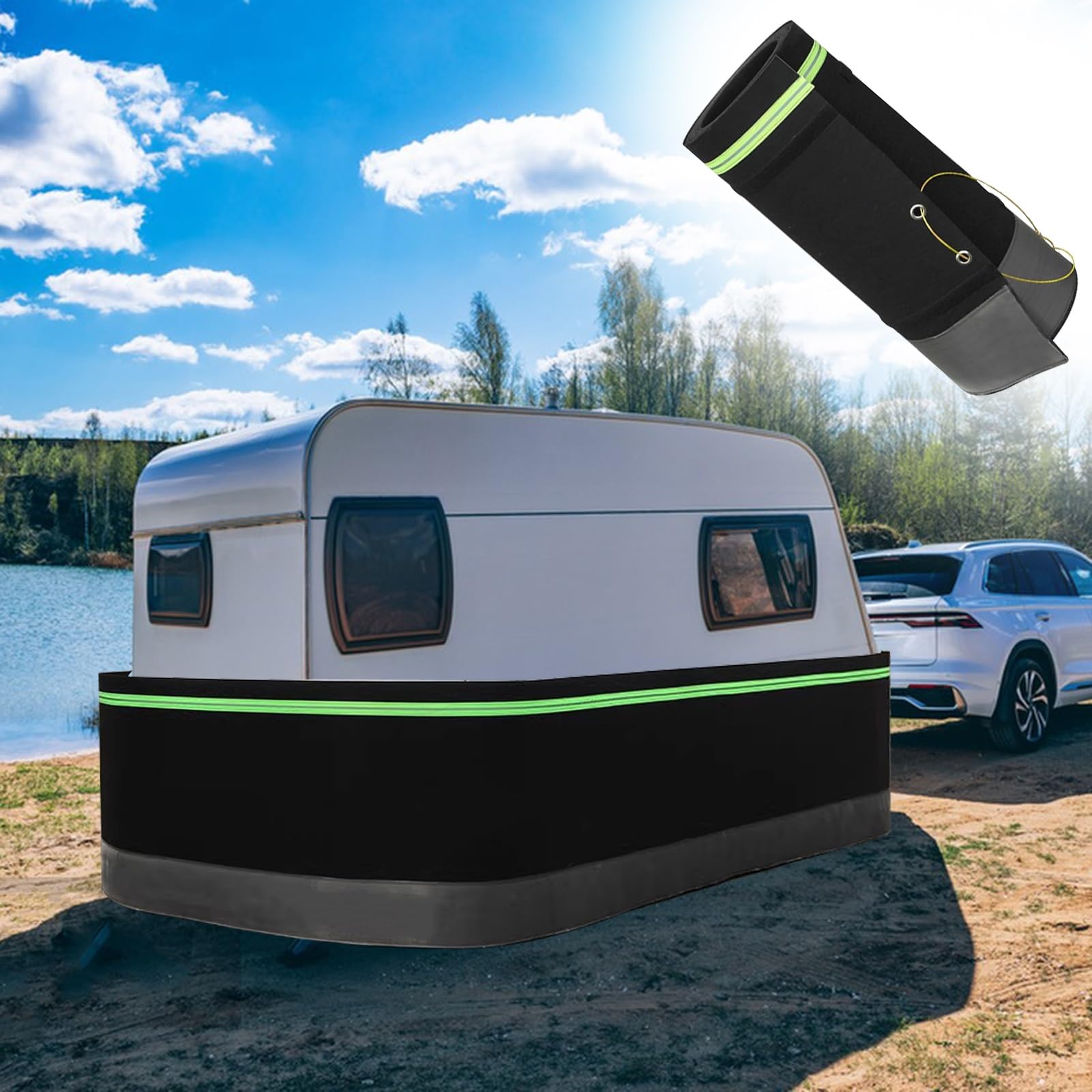 Falda de Caravana Faldón para Caravana Resistente a La Intemperie, Protector Inferior para Caravana, Funda Exterior para Autocaravana con Cerradura(L 32ft/9.8m)