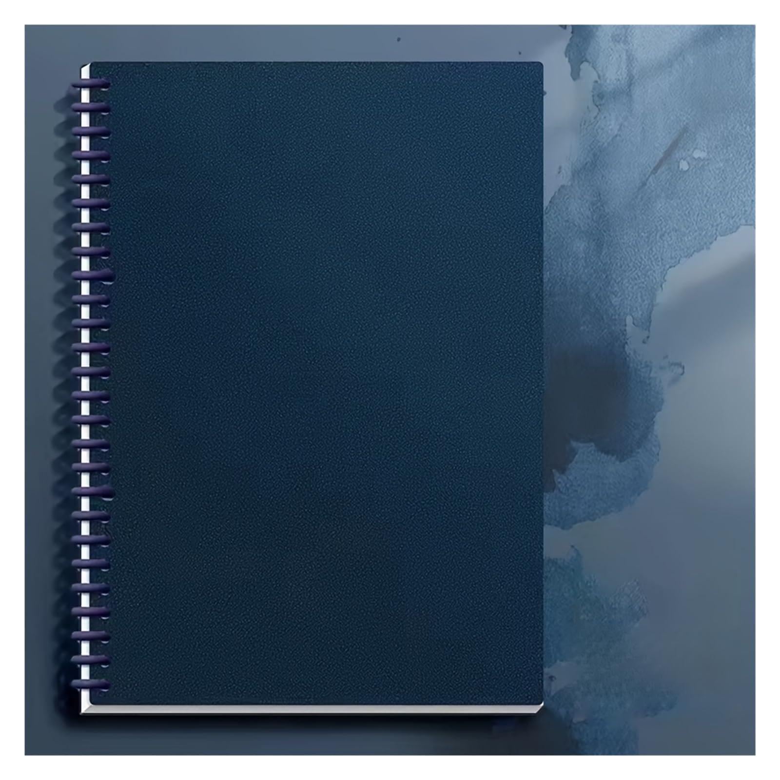 Cuaderno Espiral Libreta A5B5 con espiral personalizable de color sólido, libreta gruesa, retro hojas sueltas, cubierta impermeable(Deep Blue,B5)