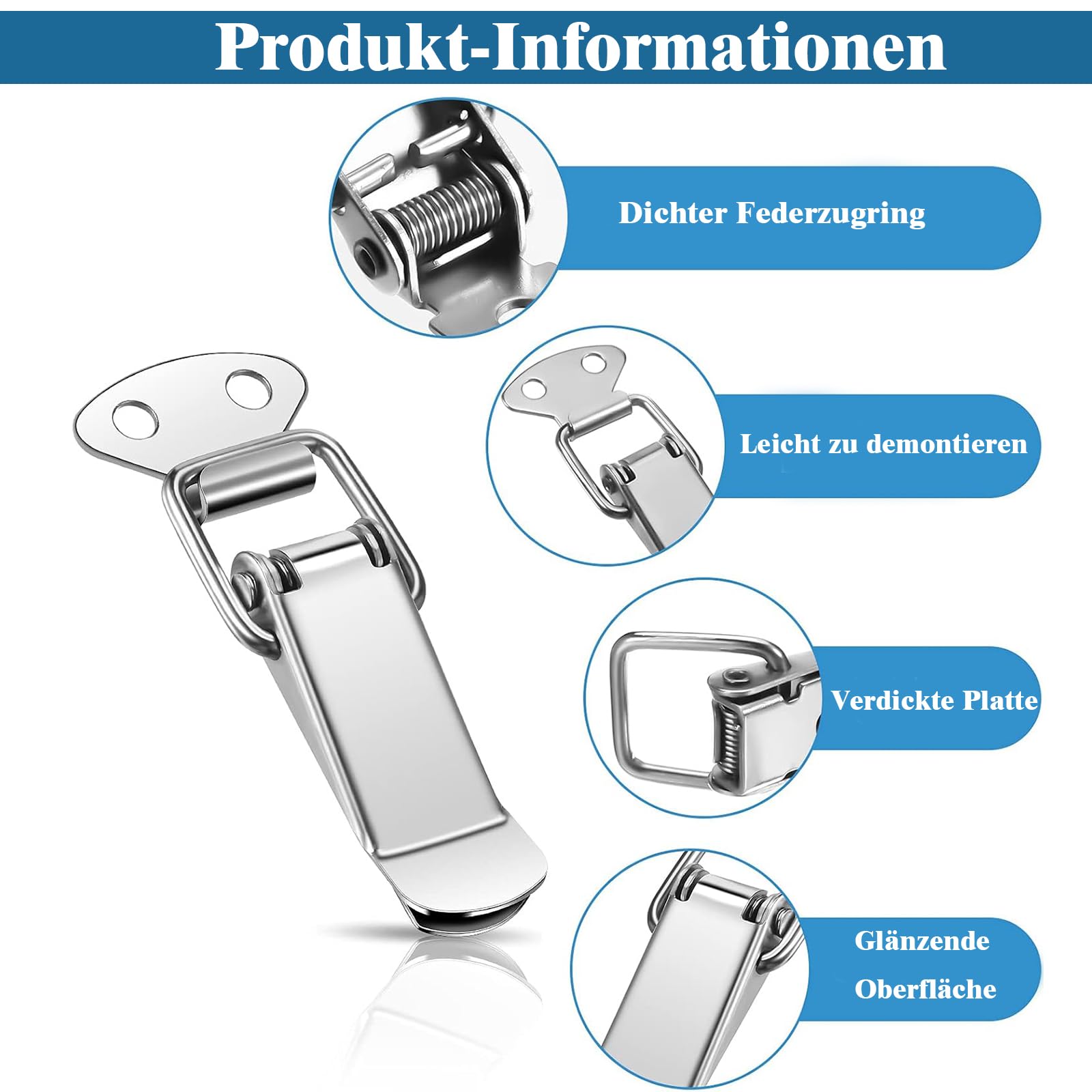 MejaRizon Tension Lock 56 mm Pack of 4, Zilverachtig - Image 4