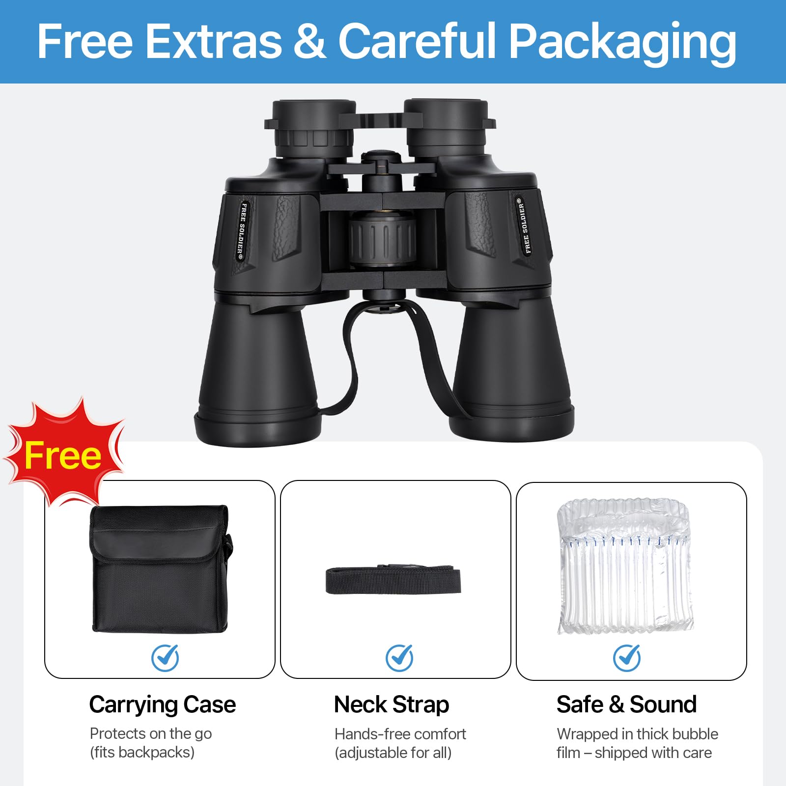 Prismáticos de 10 x 50 para Adultos con Adaptador de Smartphone de 28 mm, Ocular Grande HD Impermeable, para observación de Aves, Caza, Senderismo, Turismo, Viajes, conciertos, Deportes, con Lente