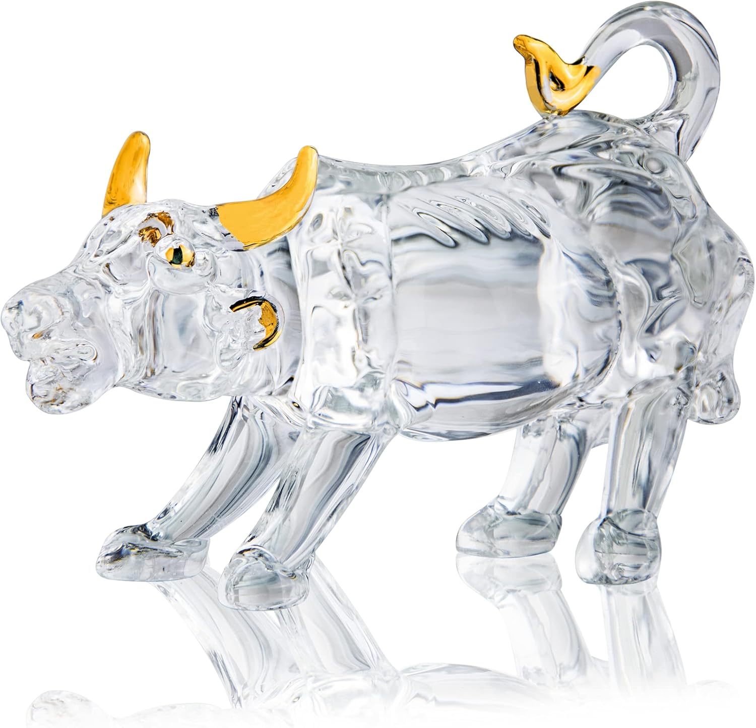 YU FENG Crystal Tiger Figurines Collectibles Hand Blown Painted Glass Art Wildlife Animal Sculpture Ornament Handmade Home Office Decor Crystal Paperweight : Home & Kitchen