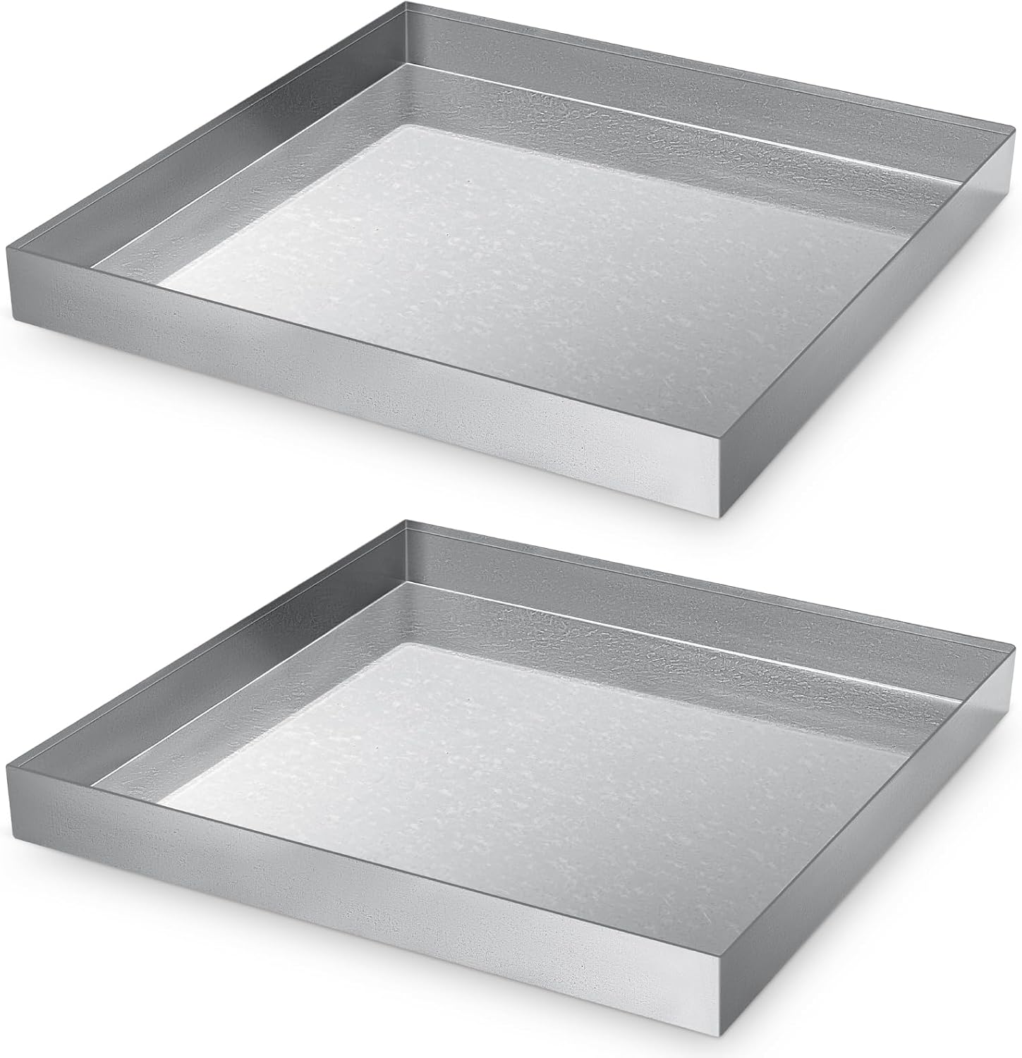 Shimeyao 2 Pack Galvanized Drain Pan 24" x 24" x 2.5" Water Damage Prevention for Dishwasher, Electric Water Heater, HVAC Protects Floor Drip Pan