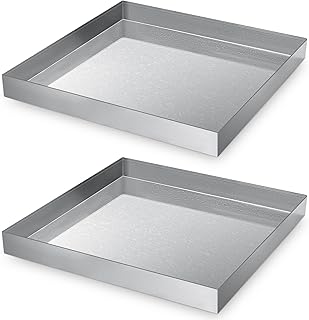 Shimeyao 2 Pack Galvanized Drain Pan 24" x 24" x 2.5" Water Damage Prevention for Dishwasher, Electric Water Heater, HVAC Protects Floor Drip Pan