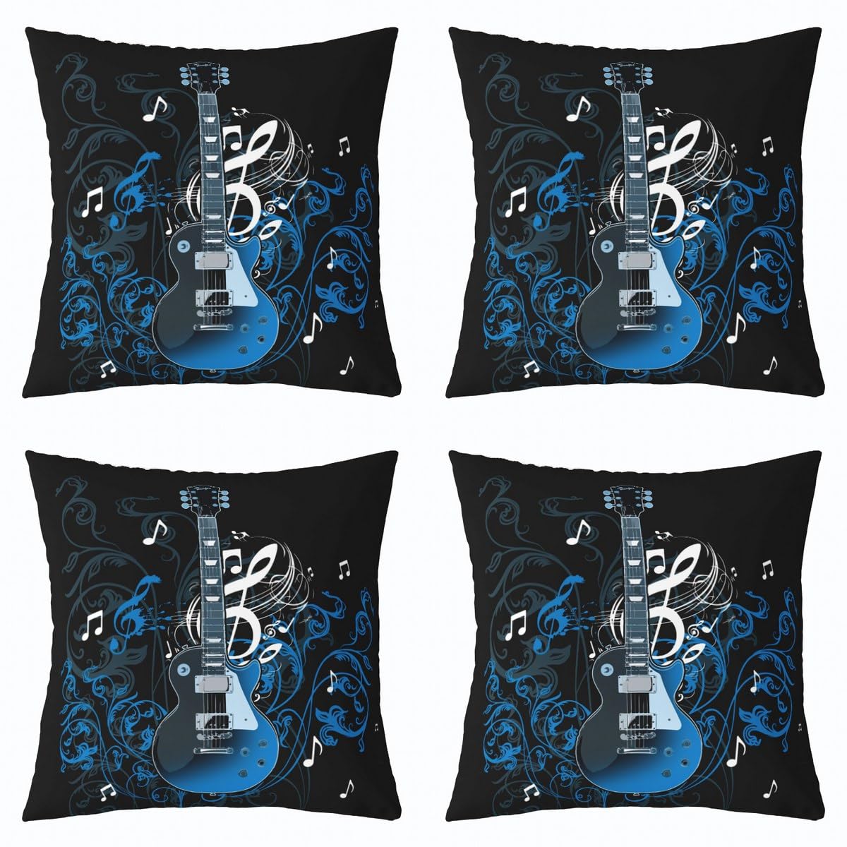 Housses de coussin musique pour chambre d'ado motif guitare rock 40x40cm