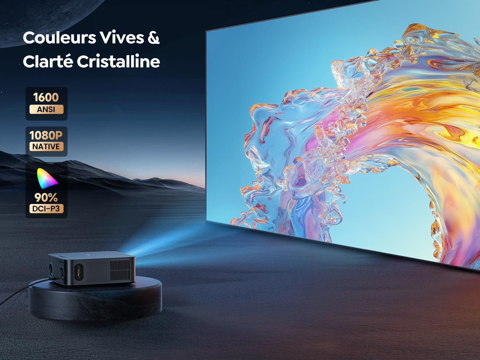 Vidéoprojecteur 4K【1600 ANSI | Compatible Netflix | Dolby 36W】TOPTRO X9 Rétroprojecteur 4K Supporté FHD 1080P Natif, Auto Focus/Keystone WiFi6 Bluetooth 5.4 Projecteur Video Home Cinéma Extérieur/PS5