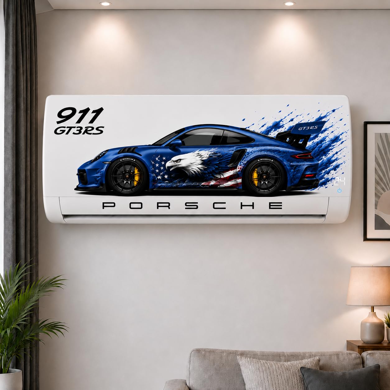 Sports car Sticker for AC | Premium Vinyl Split AC Front Panel Decal | Sports Car Air Conditioner Wrap | Waterproof, Removable Home & Office Decor (30 x 60 cm)-image-28