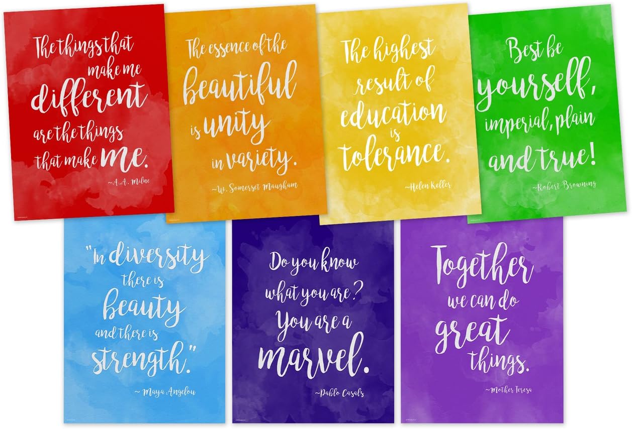 ECHO-LIT, LLC Rainbow of Diversity Motivational Posters Set of Seven