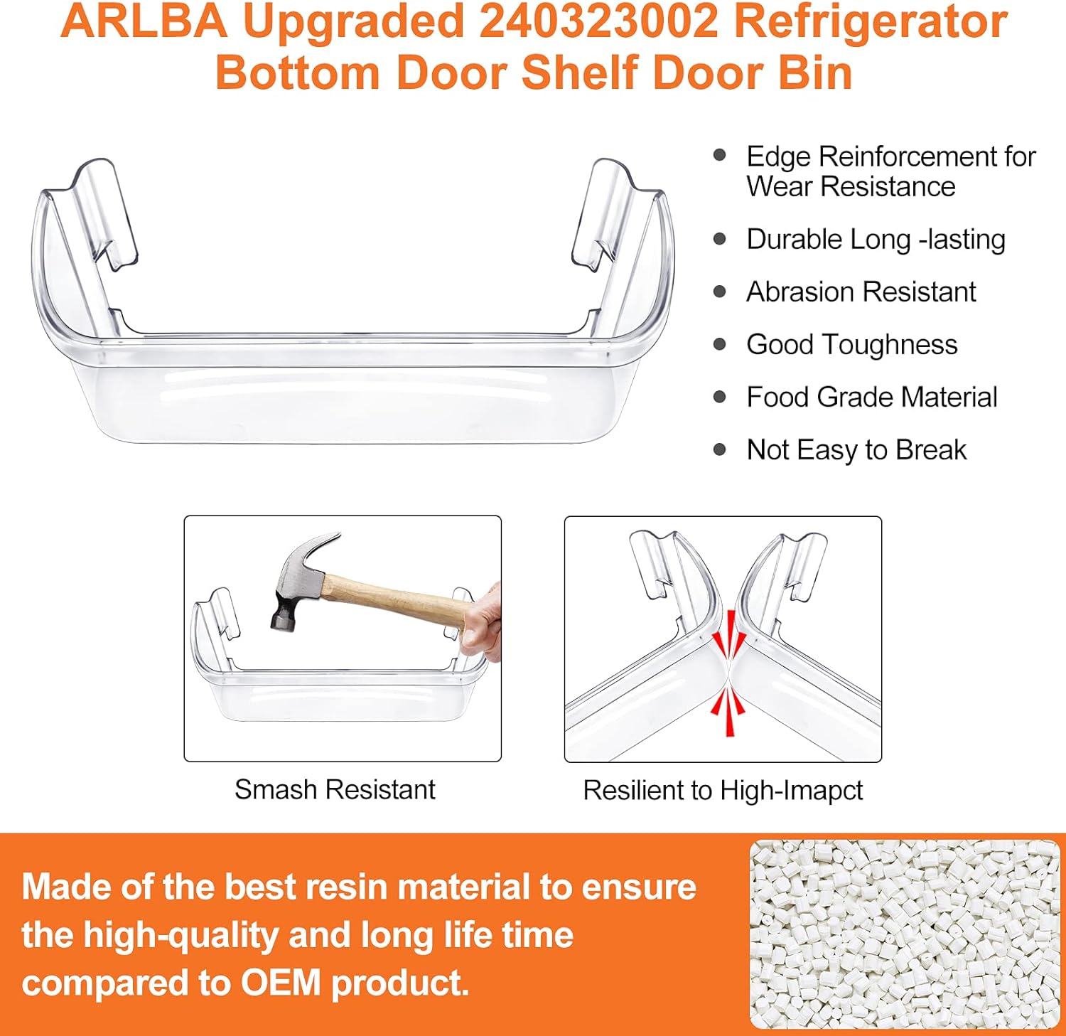UPGRADE 240323002 Refrigerator Door Bin Replacement Part For Frigidaire or Electrolux Refrigerator Bottom Door Shelf AP2115742 PS429725 AH429725 240323006 240323009 240323005 240323005 240323010 1Pack : Appliances