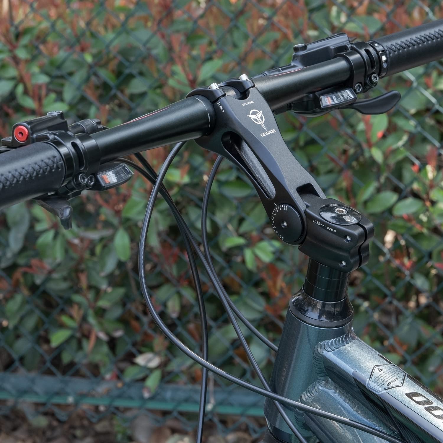 GEWAGE Regulowany mostek rowerowy, wspornik kierownicy o średnicy 31,8 (1-1/4"), stop aluminium, adapter wysokości do większości rowerów MTB, rowerów wyścigowych, BMX, e-bike