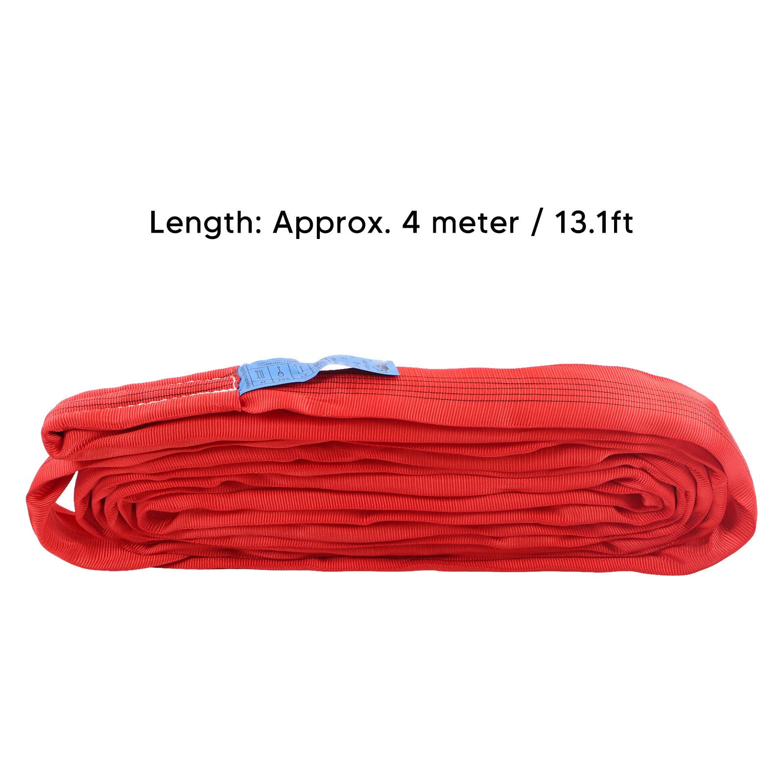 Sangle de Levage Plate 5T, Corde de Levage de Grue en Polyester avec Boucle à Double œil 4 Mètres, avec Tissage Multicouche, pour Le Transport des Ports de Machines de Navires